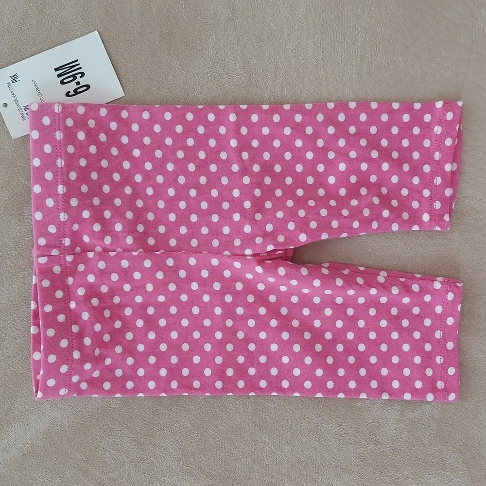 Bonnie Baby polka dot leggings- pink - 6-9 mos